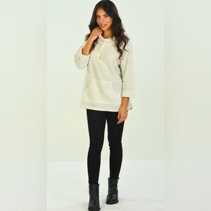 NWT- Robert Louis oatmeal cowl neck sweater with Kangaroo pocket